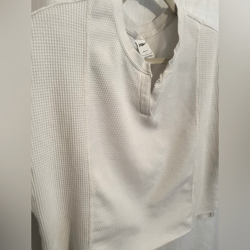 Nike Yoga Dri-Fit ~ long sleeve crop top ~ Waffle Weave ~ White - Picture 5 of 8